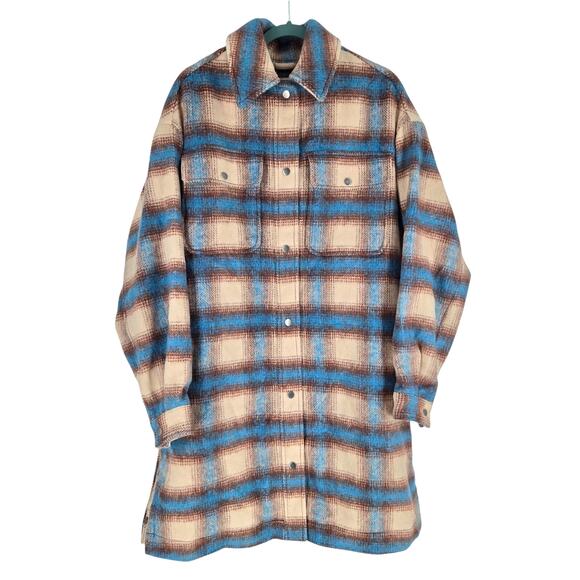 Womens Levi’s Selma Shirt Jacket Shacket in Libby Plaid Bonnie Blue Size Small - Picture 2 of 8